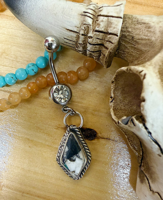 White Buffalo Belly Button Ring