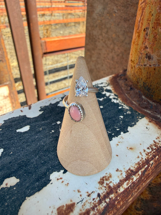 Pear Cut Pink Conch Promise Ring